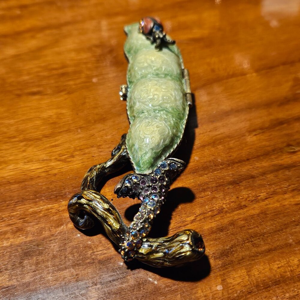 RARE JAY STRONGWATER 2 PEAS IN A POD PROVENCE LADYBUG ENAMEL CRYSTAL TRINKET BOX - Picture 4 of 10
